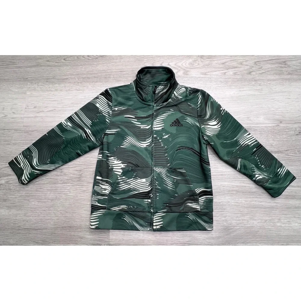 Adidas Kids Green Abstract Wave Full Zip Track Jacket HCM046‎ Size 2T